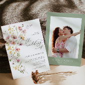 Boho Spring Kleurrijke Wildflower bruiloft uitnodi Kaart