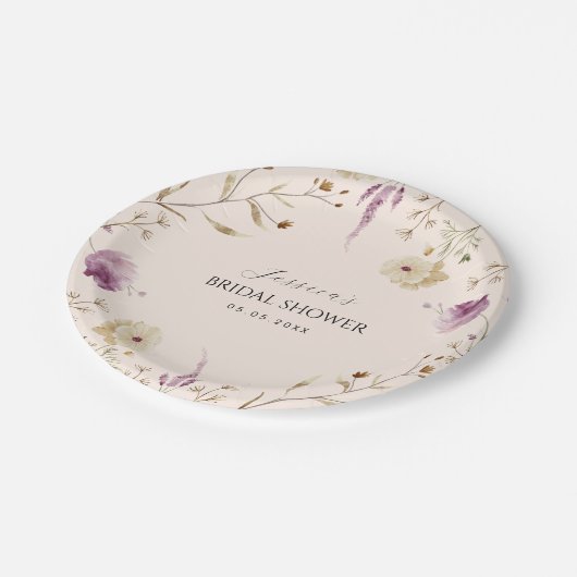 Boho Spring Lila Wildbloemen Vrijgezellenfeest Papieren Bordje (Gekanteld)