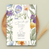 Boho Spring Paarse Wildflowers bloei Save the date Kaart