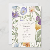 Boho Spring Paarse Wildflowers bloei Save the date Kaart (Voorkant)
