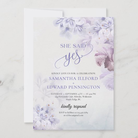 Boho Spring pastel paars dusty blue zei ja Kaart (Voorkant)