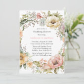 Boho Spring Pastel Peony Floral Wedding Shower Kaart (Staand voorkant)
