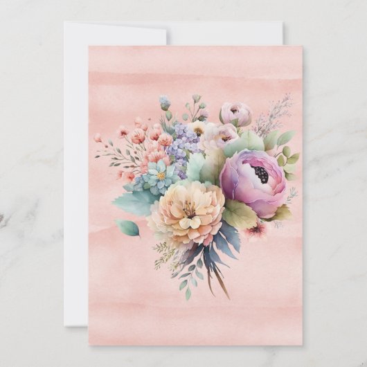 Boho Spring Pastel Peony Floral Wedding Shower Kaart (Achterkant)