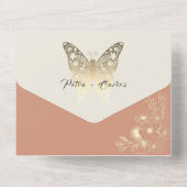 Boho Spring Peach bruiloft All In One Uitnodiging (Achterkant)