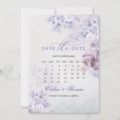 Boho spring purple bloemen na maandkalender sa save the date (Voorkant)