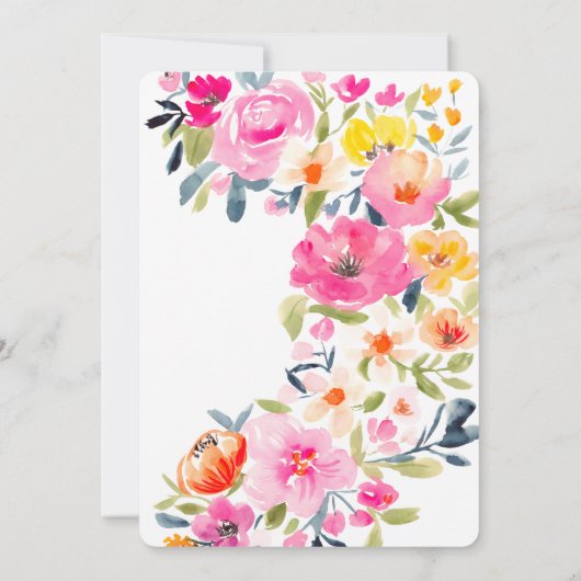 Boho Spring Waterverf Bloemen Huwelijk QR bruiloft Kaart (Achterkant)