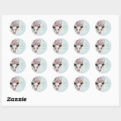 Boho Spring Waterverf Floral Koe Skull Wedding Ronde Sticker (Vel)