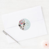 Boho Spring Waterverf Floral Koe Skull Wedding Ronde Sticker (Envelop)