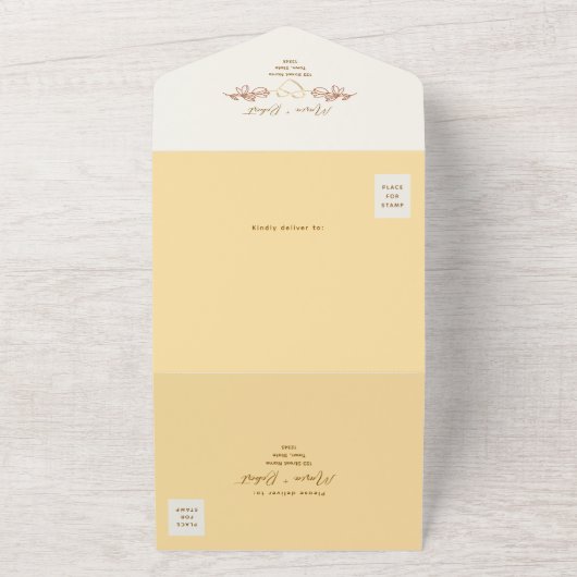 Boho Spring Wedding All In One Uitnodiging (Buitenkant)