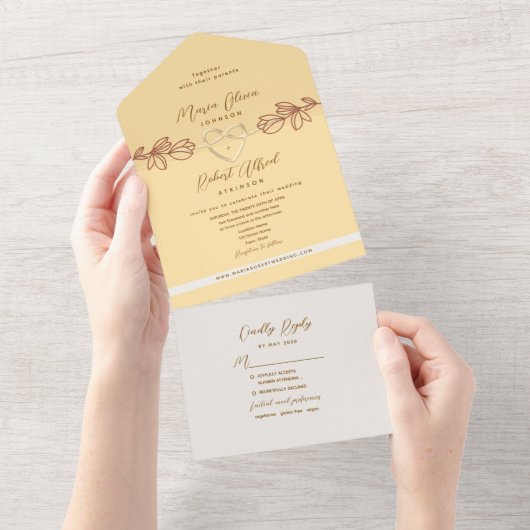 Boho Spring Wedding All In One Uitnodiging (Afscheurbaar)