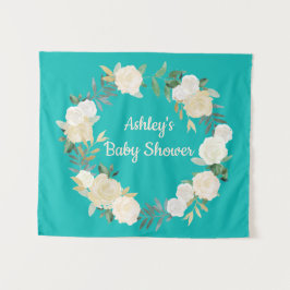 Boho Spring Wedding Backdrop Turquoise Baby shower Wandkleed