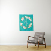 Boho Spring Wedding Backdrop Turquoise Baby shower Wandkleed (In situ)