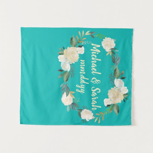 Boho Spring Wedding Reception Foto Booth Backdrop Wandkleed (Voorkant (horizontaal))