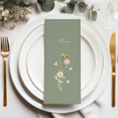 Boho Spring Whimsical Wildflower Elegant Bruiloft Menu