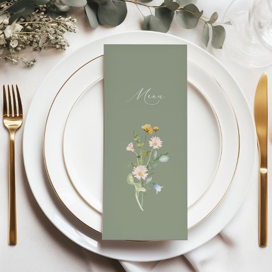 Boho Spring Whimsical Wildflower Elegant Bruiloft Menu