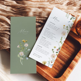 Boho Spring Whimsical Wildflower Elegant Bruiloft Menu