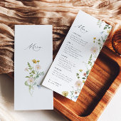 Boho Spring Whimsical Wildflower Elegant Bruiloft Menu