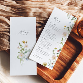 Boho Spring Whimsical Wildflower Elegant Bruiloft Menu