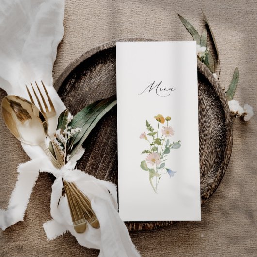 Boho Spring Whimsical Wildflower Elegant Bruiloft Menu