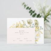 Boho Spring Wild Botanical Florals Lijst Wedding RSVP Kaartje (Staand voorkant)