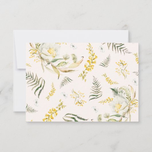 Boho Spring Wild Botanical Florals Lijst Wedding RSVP Kaartje (Achterkant)