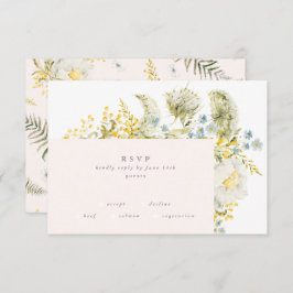 Boho Spring Wild Botanical Florals Lijst Wedding RSVP Kaartje
