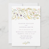 Boho Spring Wild Botanical Florals Stripe Wedding Kaart (Voorkant)