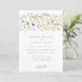 Boho Spring Wild Botanical Florals Stripe Wedding Kaart (Staand voorkant)