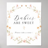 Boho Spring Wildflower baby's zijn lief teken Poster (Voorkant)