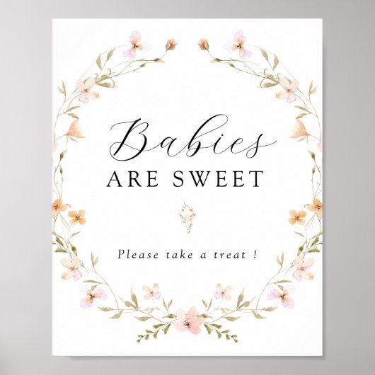 Boho Spring Wildflower baby's zijn lief teken Poster (Voorkant)