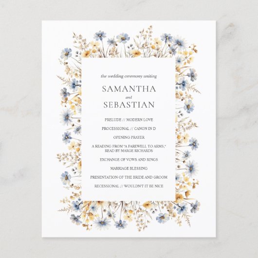 Boho Spring Wildflower | Botanisch huwelijksprogra (Voorkant)