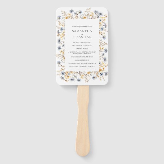 Boho Spring Wildflower | Botanisch huwelijksprogra Handwaaier (Voorkant)