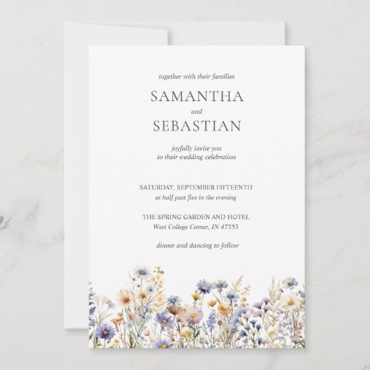 Boho Spring Wildflower | Botanische bruiloft Kaart (Voorkant)