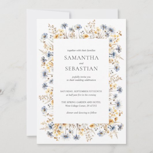 Boho Spring Wildflower | Botanische bruiloft Kaart (Voorkant)