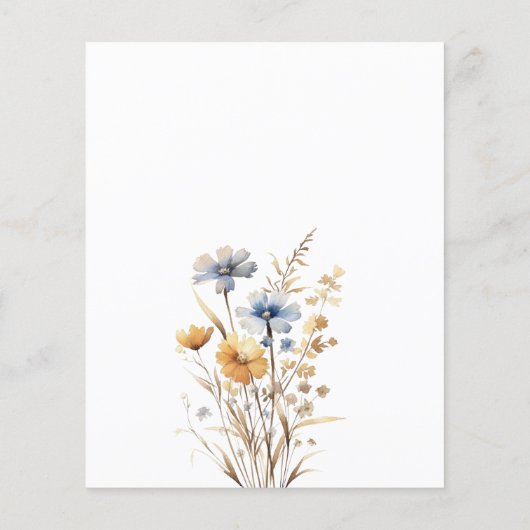 Boho Spring Wildflower BRUILOFT DINER MENU (Achterkant)