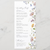 Boho Spring Wildflower Elegant Bruiloft Programma Programmakaart (Achterkant)