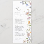 Boho Spring Wildflower Elegante Tuin Bruiloft Menu (Voorkant)