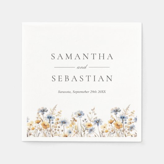 Boho Spring Wildflower Meadow Botanisch Monogram Servet (Voorkant)