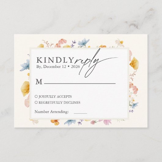 Boho Spring Wildflowers Botanische tuin Informatiekaartje (Voorkant)