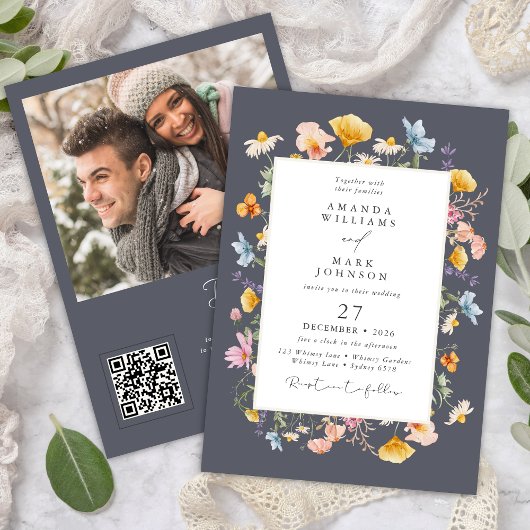 Boho Spring Wildflowers Botanische Tuin Wedding Kaart