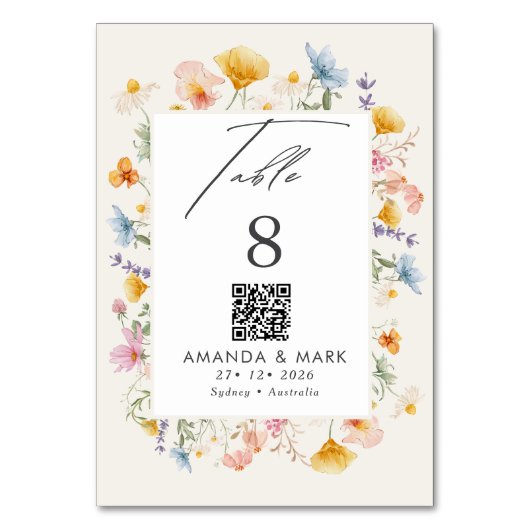 Boho Spring Wildflowers Botanische Tuin Wedding Kaart (Voorkant)