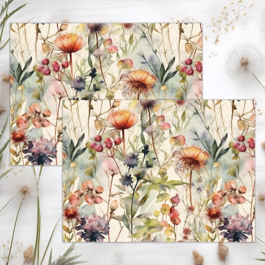 BOHO SPRING WILDFLOWERS DECOUPAGE TISSUEPAPIER