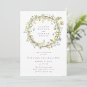 Boho Spring Wreath Wildflower Pampas Wedding Kaart (Staand voorkant)