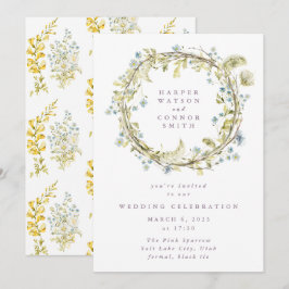 Boho Spring Wreath Wildflower Pampas Wedding Kaart