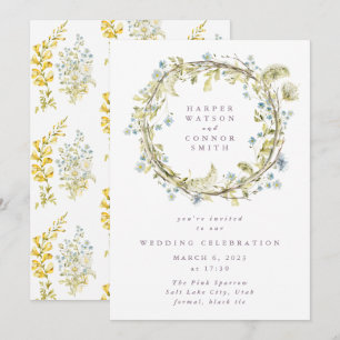 Boho Spring Wreath Wildflower Pampas Wedding Kaart