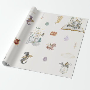 Boho Sprookjesboek Draak Baby Shower Cadeaupapier