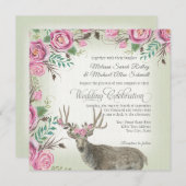 BOHO Square Roos Floral Crown Deer Antler Sage Kaart (Voorkant / Achterkant)