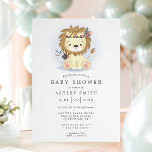 Boho Stam Leeuwenjongen Baby Shower Kaart
