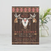Boho-stam schedel babyshower uitnodigingen (Staand voorkant)