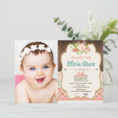 Boho stam wild een meisje op de eerste verjaardag  kaart (Staand voorkant)